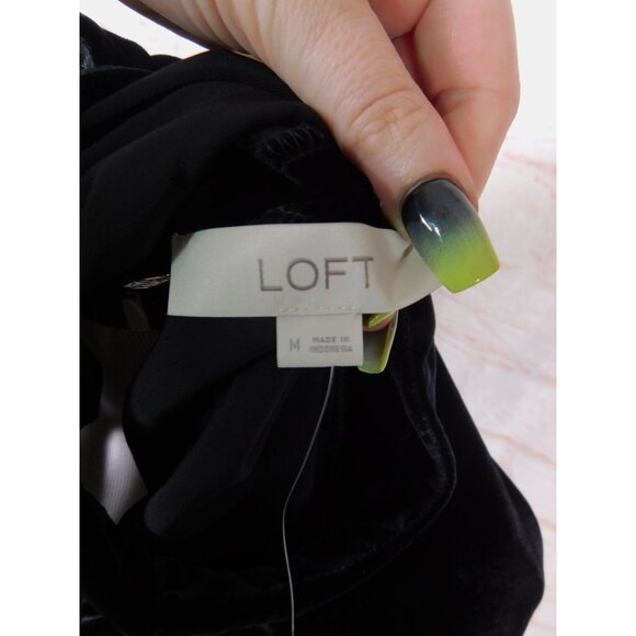 LOFT Black Velvet Halter Top M Sleeveless High Neck Blouse NWT Holiday - Picture 12 of 13